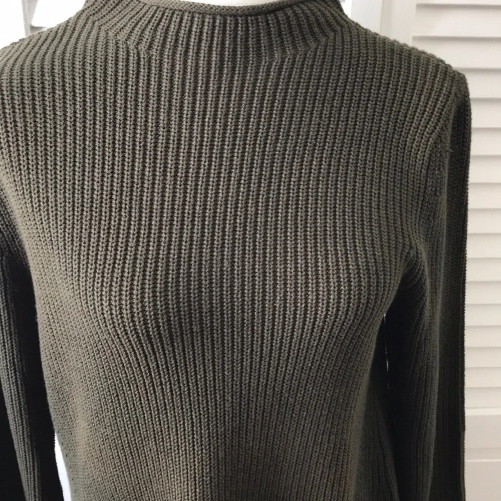 STYLE & CO. Olive Green Ribbed Mock-Neck Tunic Sweater Size Large